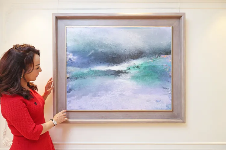 羅麗芬與張淑芬是好姊妹，家中也掛著她的畫作。林林攝