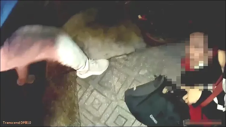 警員壓制來不及逃跑的阮男，並控制住一旁的阮女。警方提供