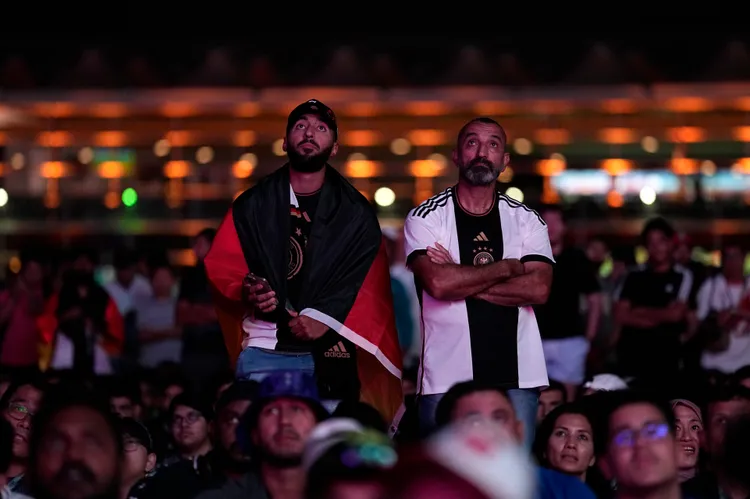 德國球迷區一片死寂。美聯社