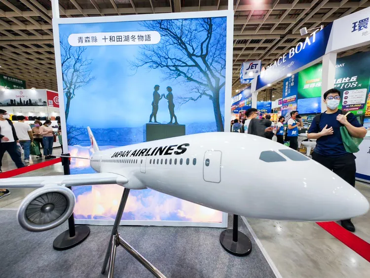 旅展現場展示日航模型機。田欣雲攝