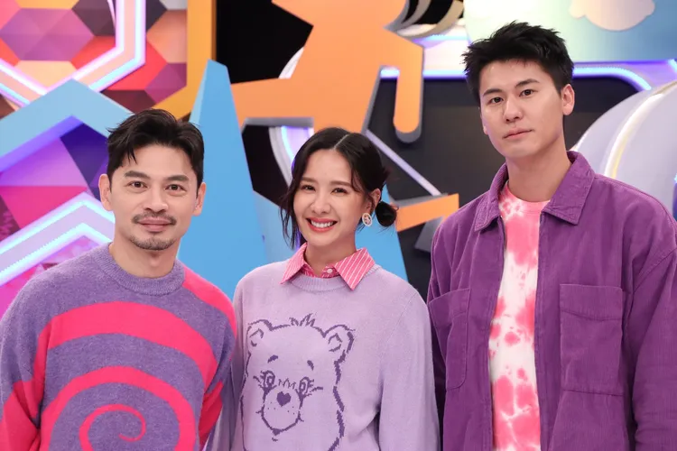 阿Ken（左起）、安心亞、風田錄製《同學來了》。中天綜合台提供