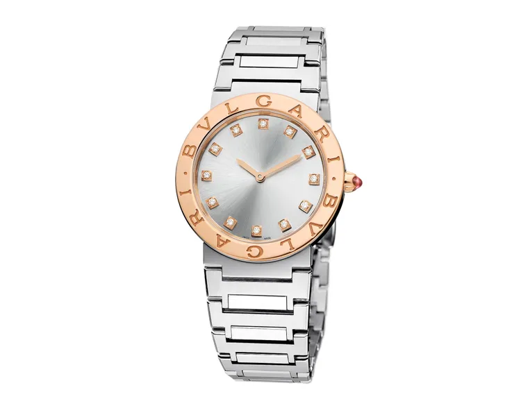 BVLGARI BVLGARI精鋼與玫瑰金女錶，約19萬20000元。品牌提供