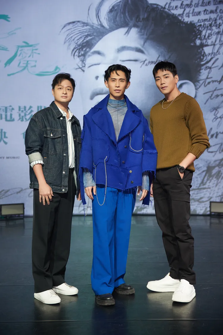 柏霖（中）新歌ＭＶ首映會，合作演員禾浩辰與鄭有傑到場站台。索尼提供