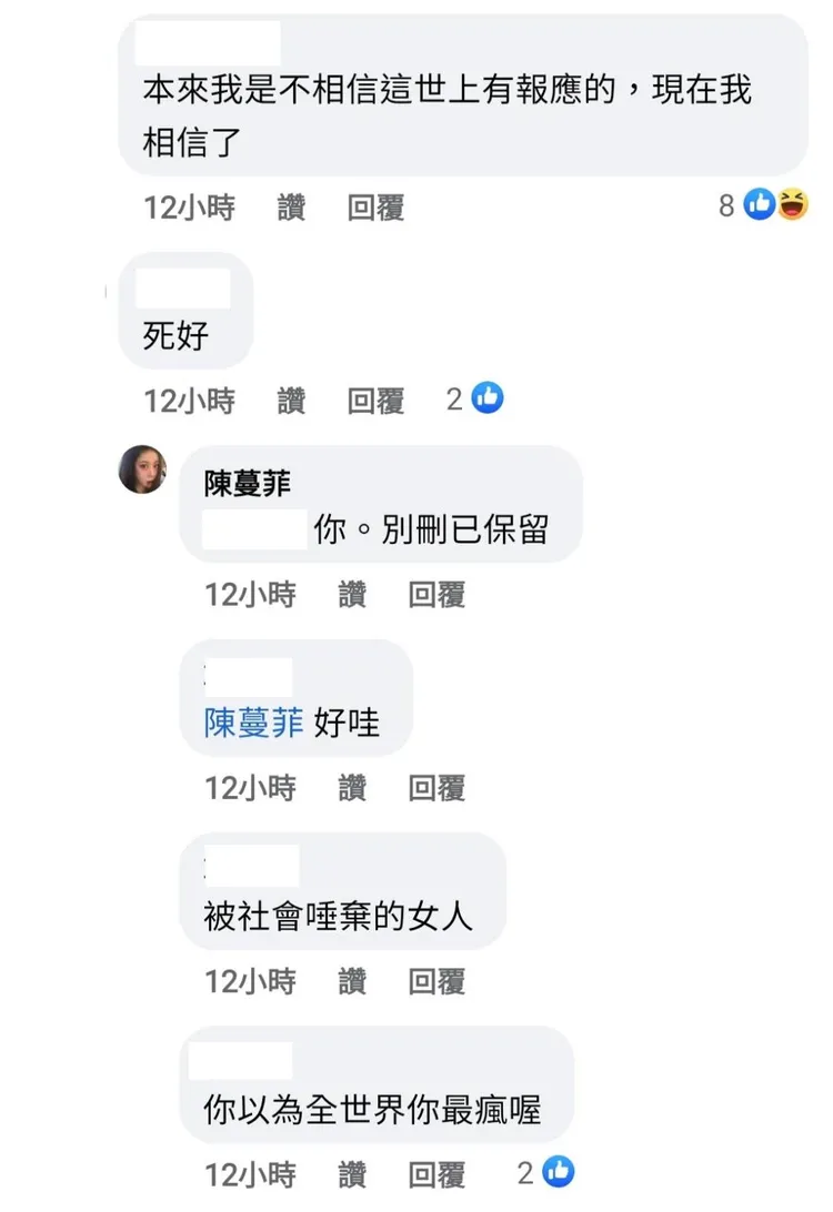 網友湧進她臉書。翻攝陳蔓菲臉書