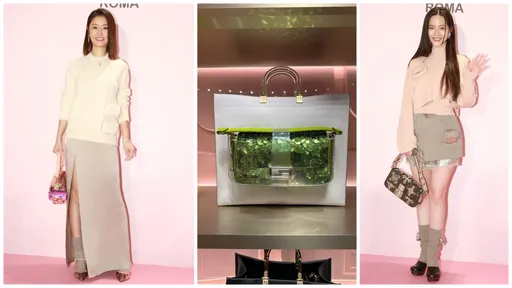 林心如穿高跟鞋搭襪樂玩個性style　逛FENDI台中女裝店挑包「撞」曾之喬