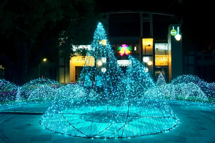 屏東公園內的聖誕燈飾。屏東縣政府提供