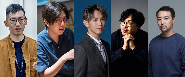 金馬59「新導演論壇」講者有劉國瑞（由左至右）、孔慶輝、柯震東、曾英庭、何書銘。金馬執委會提供