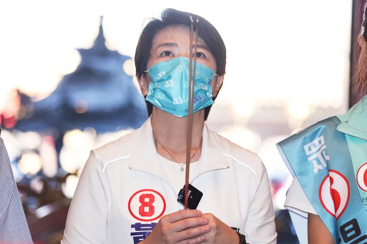 黃珊珊表示中間選民是關鍵。翁玉信攝
