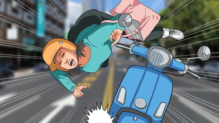 林姓女騎士被大客車擦撞倒地被輾成重傷，1年半後不治。示意圖