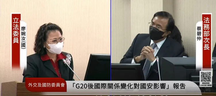 廖婉汝質詢蔡碧仲。取自國會直播