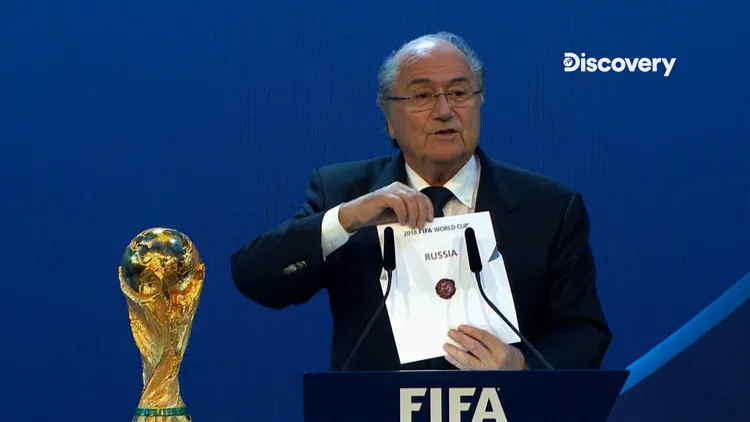 國際足總在蘇黎世宣布2018與2022年的世界杯主辦國。Discovery提供