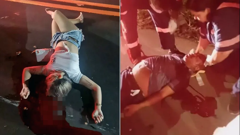 凡妮莎(左圖)車禍當場斃命,對向機車騎士則被送醫治療(右圖)。翻攝自推特