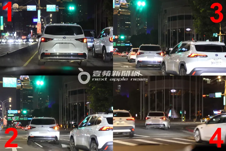 陳時中的座車直接從內車道橫跨3個車道、雙白線再右轉，行徑相當危險。合成照片、特勤中心攝