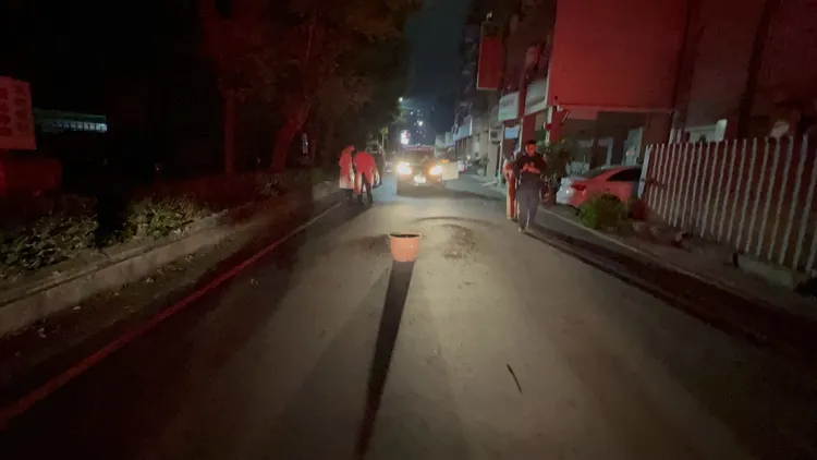 被拿來砸車的盆栽。侯昌騰攝