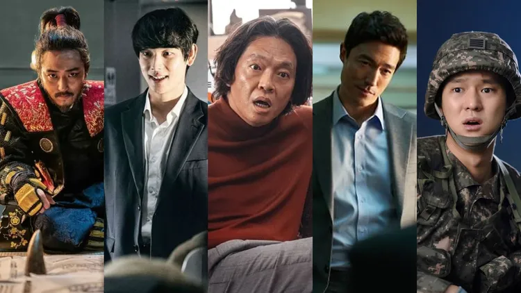 卞約漢（左起）、任時完、朴智煥、丹尼爾海尼、高庚杓角逐男配角獎。車庫娛樂、采昌國際提供