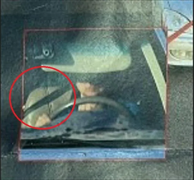 家屬強調，斜掛在椅背上的是黑色包包背帶，並非安全帶亂繫。翻攝自臉書「爆料公社」