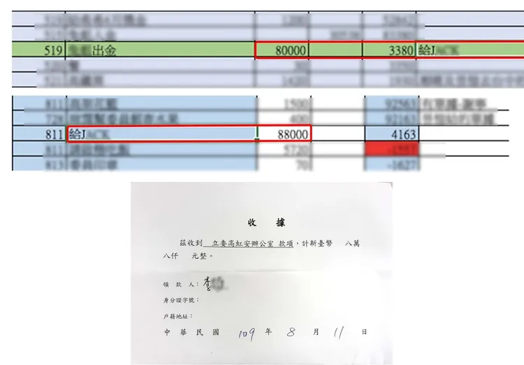 林耕仁指控，李前助理直接領走16萬8000元，這些爭議要求高虹安說清楚。林耕仁競辦提供