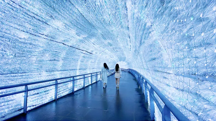 除了主要燈區，新北歡樂耶誕城的光廊，也是每年遊客和網美必朝聖之地。黃盈甄攝