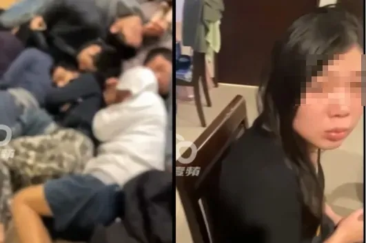 還有被害女子眼淚汪汪，疑似剛遭虐。翻攝自臉書「爆料公社」