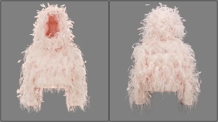 MONCLER Maya 70聯名系列由Giambattista Valli施展羽毛刺繡魔法，約38萬元。品牌提供