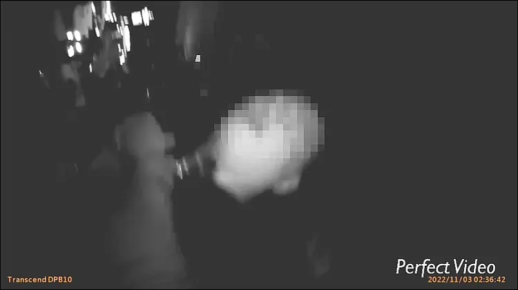 警方將發酒瘋的林男上銬逮捕。警方提供