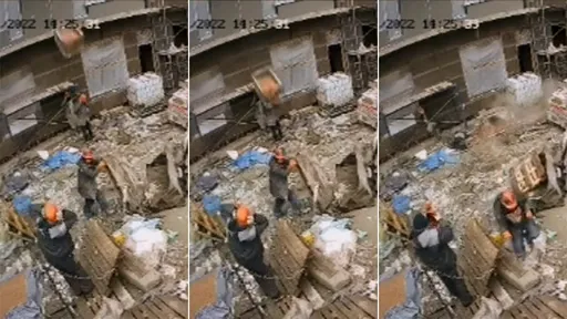 惊悚影片|整篮砖头坠落8楼 他1楼施工被「正中脑袋」当场砸死