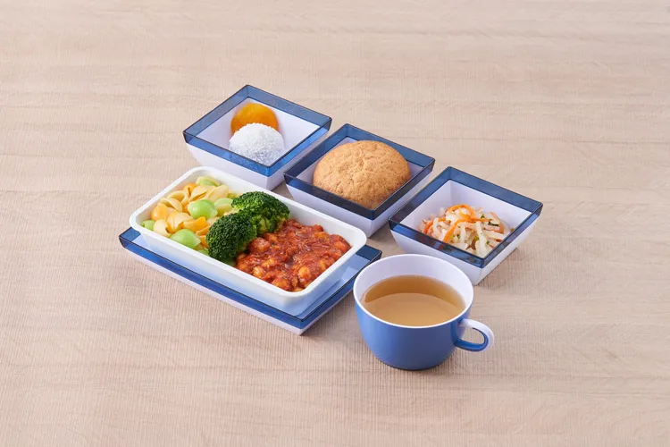 華航空中旅人純淨蔬食經濟艙餐點。華航提供