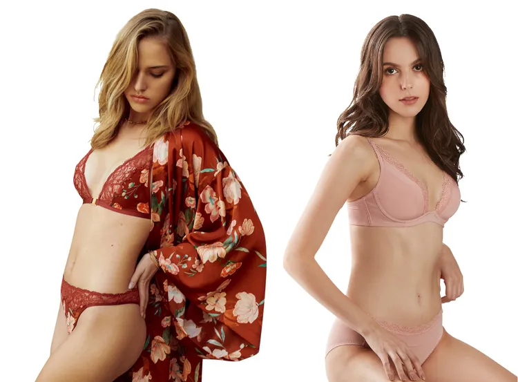 (左)忠孝館Aubade甜蜜絮曲系列RP、(右)復興館Lofan爵士深V。SOGO百貨提供