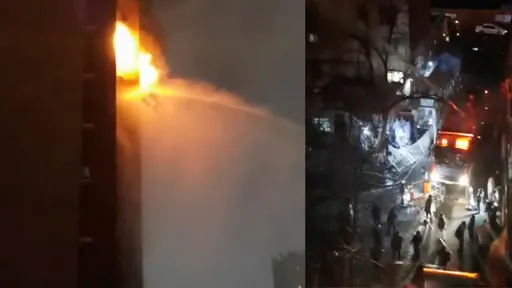 中國四川宜賓發生大火　又見消防車被圍籬卡住