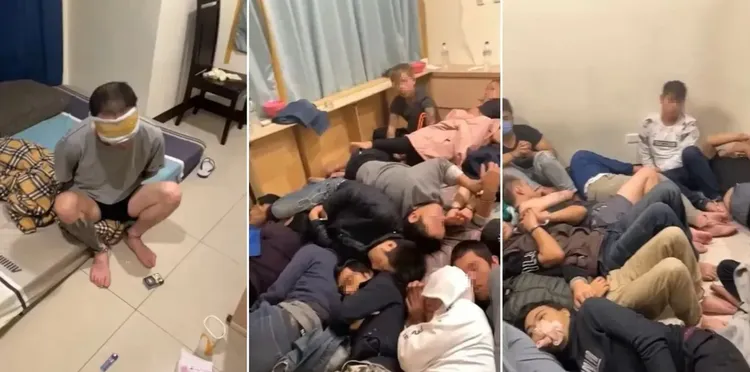 台版柬埔寨受害人遭控制恐怖畫面曝光。翻攝臉書爆料公社