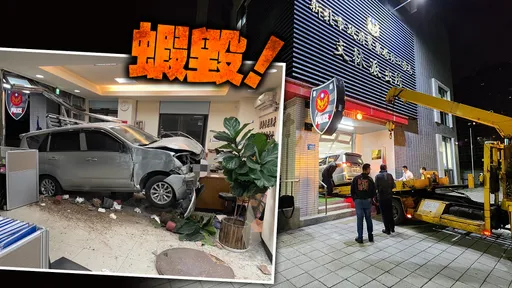 誇張！林口酒駕累犯「飛車爬梯」撞進派出所　值班警跳開躲過死劫