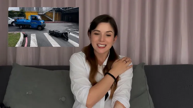 采熙描述車禍過程。翻攝自Aky采熙YouTube