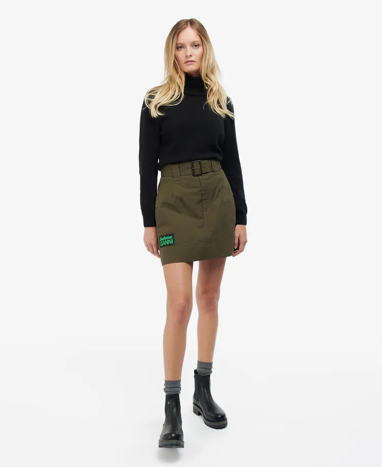 Barbour X GANNI聯名系列棉質短裙，1萬1800元。品牌提供