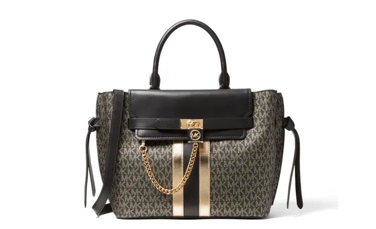 Hamilton黑色與金色老花兩用提包，2萬9000元。品牌提供