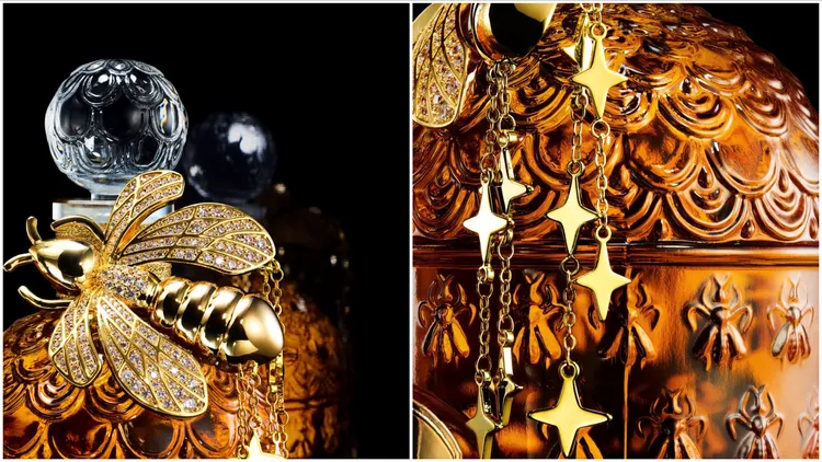 瓶身上的蜜蜂珠寶鑲嵌有150顆水晶，另還有星星裝飾點綴。品牌提供