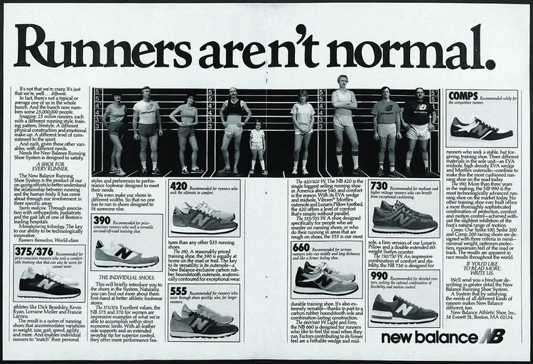 990鞋款在1982年的形象照中，是由各領域型人穿著拍攝，傳遞鞋款適合所有人的特色。品牌提供