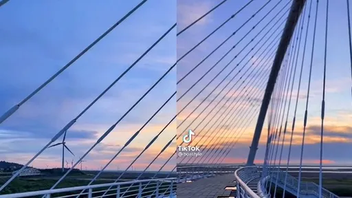 約會散心好去處!新竹豎琴橋晚霞超浪漫 15秒短片讓網狂讚「好美」