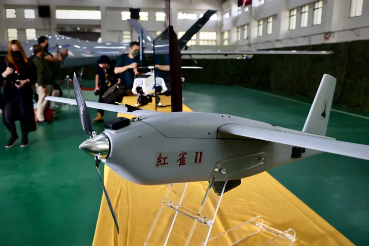 中科院展示軍用無人機研發結果。林林攝