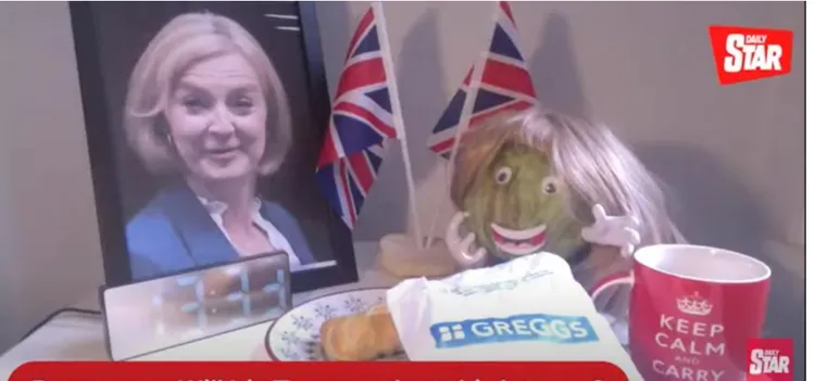 英國DailyStar的首相任期與生菜壽命大競賽，生菜獲得完勝。翻攝DailyStar