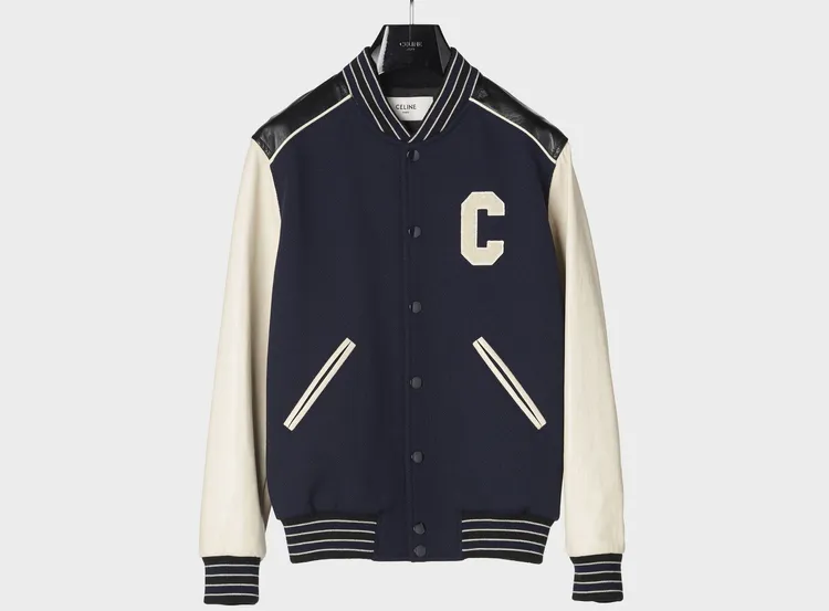 CELINE Teddy羊毛緄邊棒球外套，11萬元。品牌提供