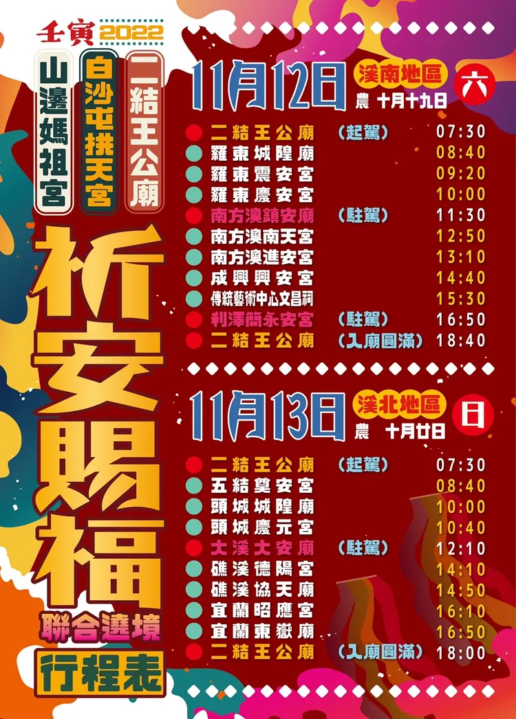 活動行程表。廟方提供