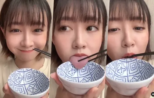 大眼萌妹「吃自己!」神示範「原汁舌頭」這樣吃 10萬人看呆