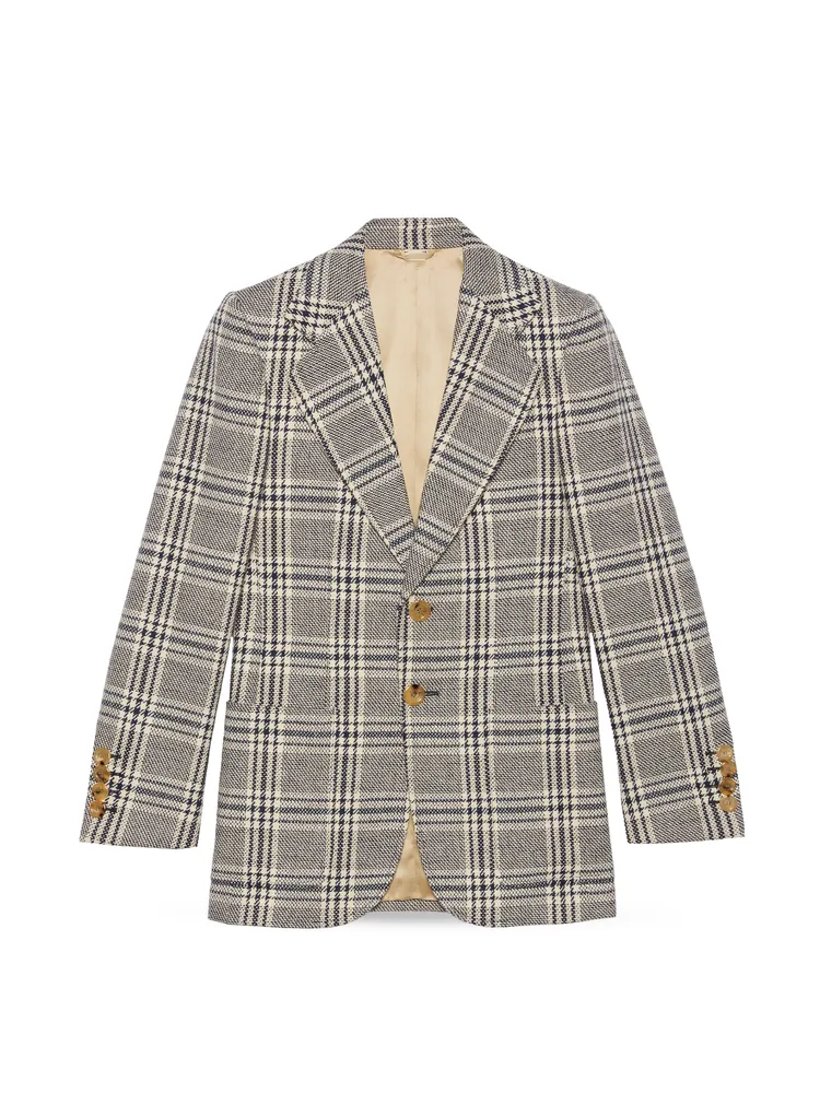 寬格紋西裝外套，11萬1000元。品牌提供