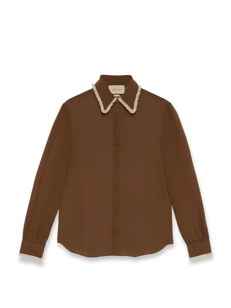 咖啡色雪紡襯衫，3萬4000元。品牌提供