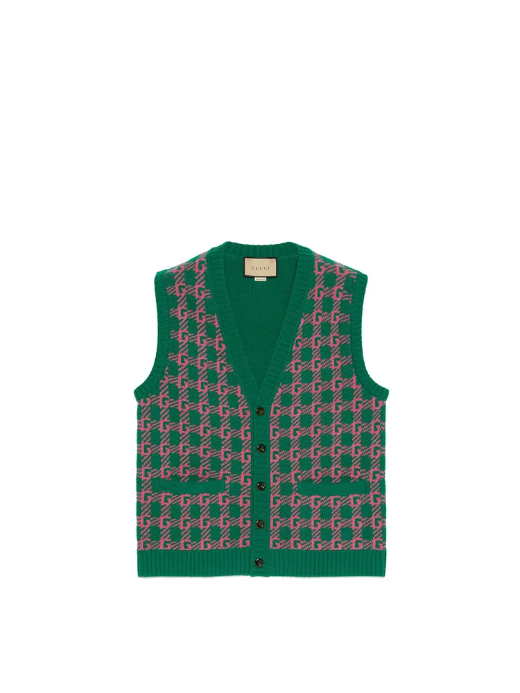 粉綠logo毛呢背心，4萬7500元。品牌提供