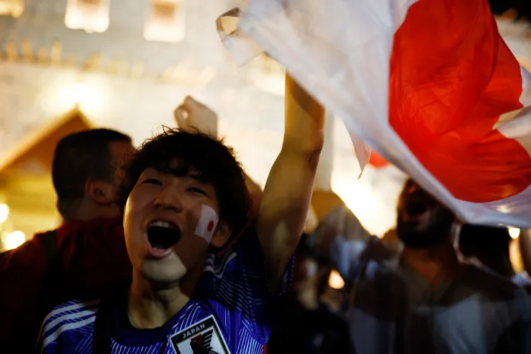 前往卡達觀賽的日本球迷也非常激動。路透社