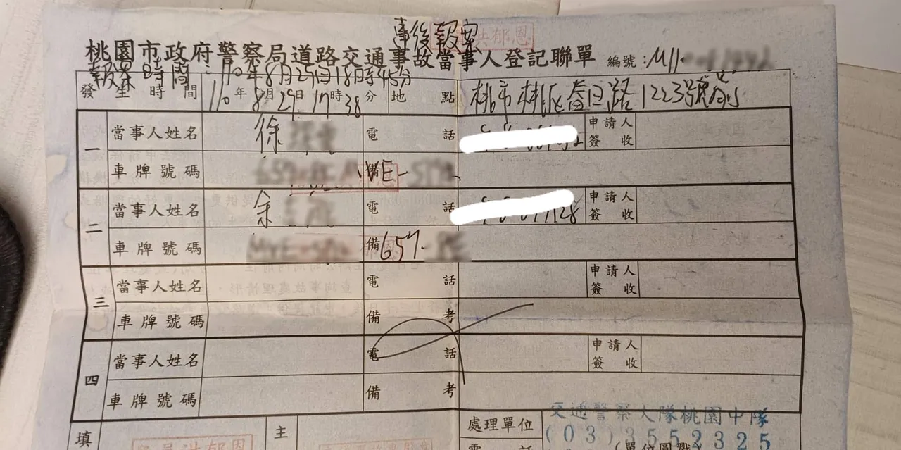 原PO無法接受小黃司機只要賠200元,氣到去報警。翻攝爆料公社