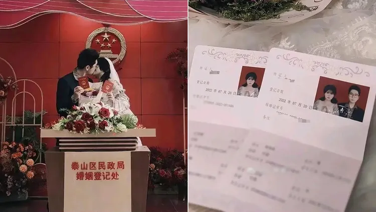 人夫今年7月結婚，但老婆上學後就外遇。翻攝自微博