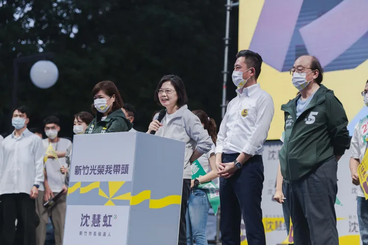 蔡英文致詞對沈慧虹印象最深的是穿著雨鞋的副市長。沈慧虹競辦提供