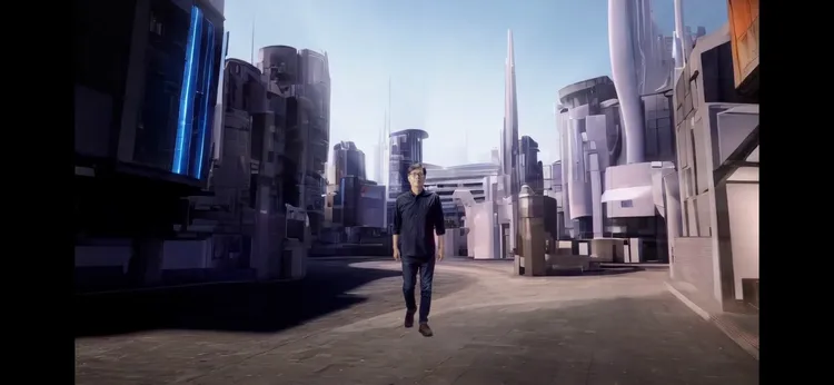 陳總部利用XR的虛擬攝影棚，利用人工智慧運算，拍攝科幻競選廣告。陳辦提供